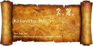 Kolovits Mór névjegykártya